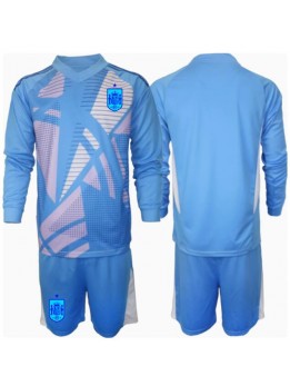 Billige Spania Keeper Hjemmedraktsett Barn EM 2024 Langermet (+ Korte bukser)